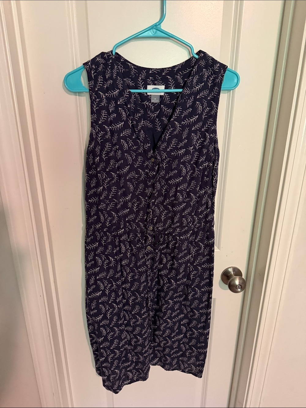 Navy Printed Sleeveless Dress